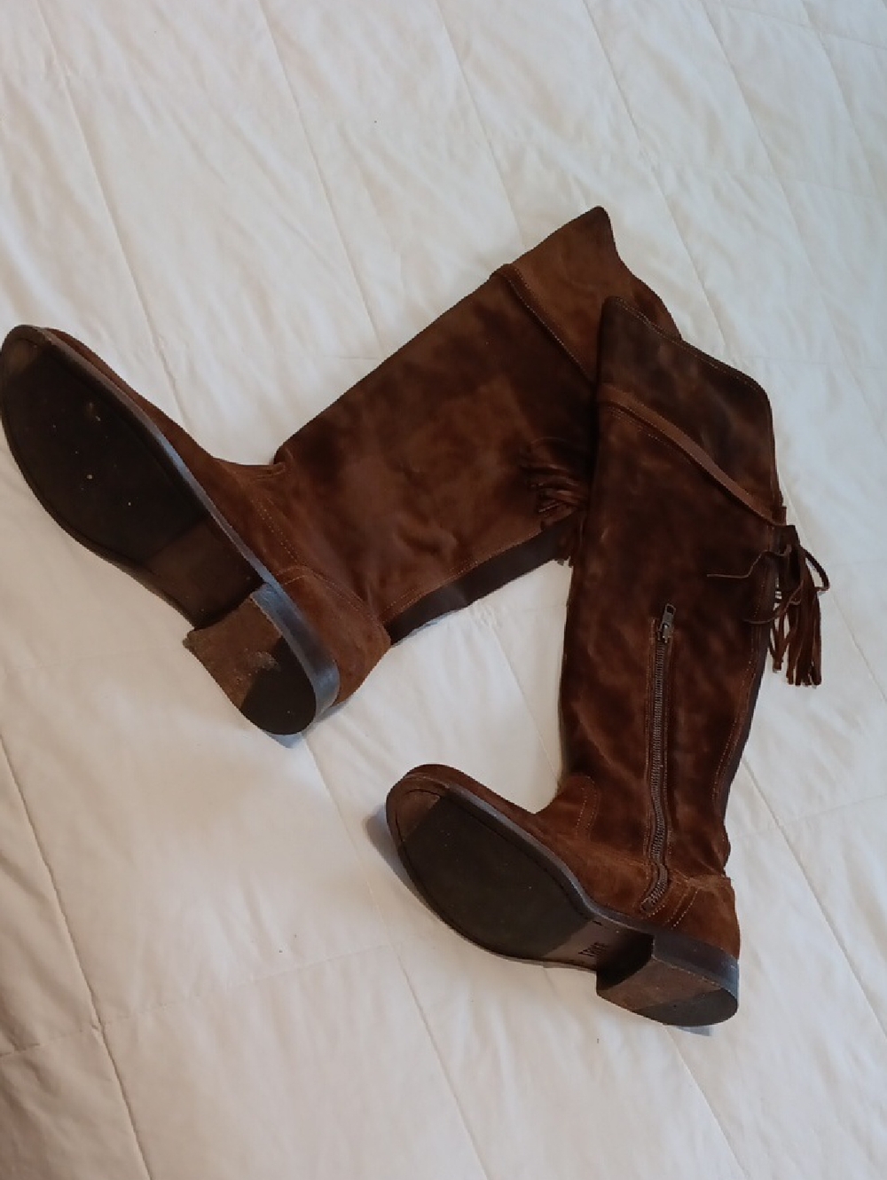Frye Suede Over-the-Knee Boots with 1/2 Side Zip and Tassel